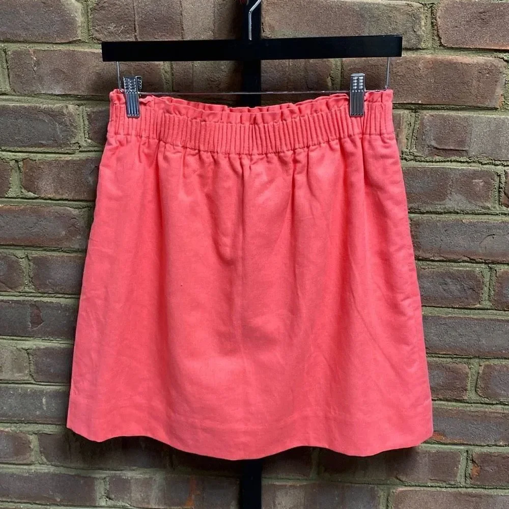 J. Crew Coral Linen Mini Skirt Size 6 NWT